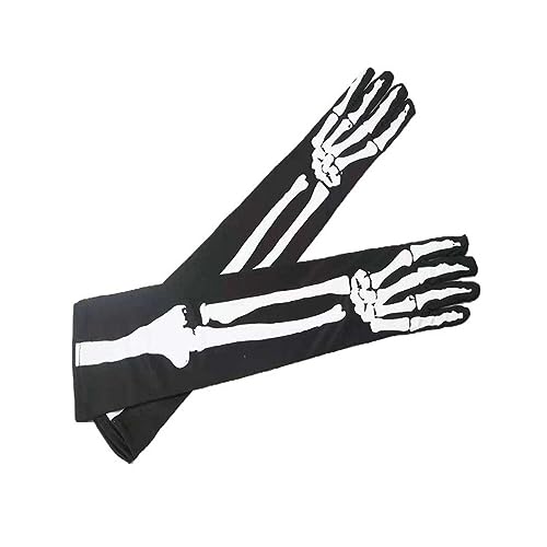 NVOQILIN Weiße Skelett-Handschuhe, Totenkopf-Gesicht, Halbknochen, für Erwachsene, Halloween, Tanz, Cosplay, Requisiten, Outdoor von NVOQILIN