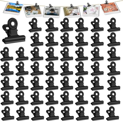 60 Stück Mini Klammern Klammern Metall, 22mm Scharnier Papier Clips Klammern Für Tüten Klammern Adventskalender, Kleine Bulldogge Büroklammern Bulldog Clips Für Fotos, Office and Kitchen (Schwarz) von NVTRSD