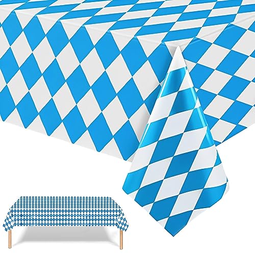 NVTRSD Oktoberfest Tischdecke, 137x274cm Oktoberfest Tischdeko, Bayrisch Tischtuch Blau Weiß für Oktoberfest Grillfeste und andere Feiern, Bayern Deko Bayernraute Partytischdecke von NVTRSD