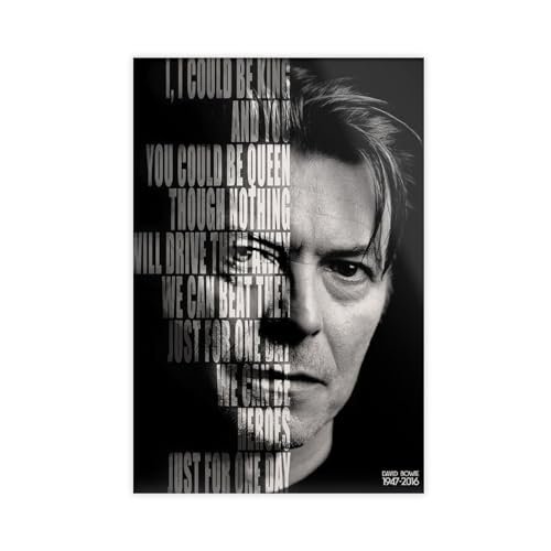 NWGACS David Bowie 'Heroes' Songtext, Leinwandposter, Wandkunst, Dekordruck, Bild Gemälde für Wohnzimmer, Schlafzimmer, Dekoration, ungerahmt, 30 x 45 cm von NWGACS