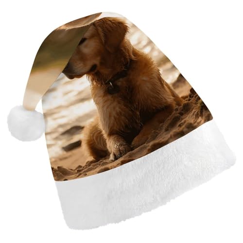 NWTRJ Weihnachtsmütze Retriever, Weihnachtsmannmütze, bequem, extra dick, Plüsch, Weihnachtsmütze für Erwachsene, Damen, Herren, Weihnachten, Neujahr, Party, Kopfbedeckung von NWTRJ