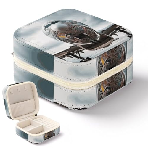 NWTRK Flugzeug-Kunst-Schmuckschatulle für Damen, tragbar, PU-Leder, Schmuckaufbewahrung, Reise-Mini-Schmuck-Organizer für Ringe, Anhänger, Ohrringe, Halsketten, Armbänder von NWTRK