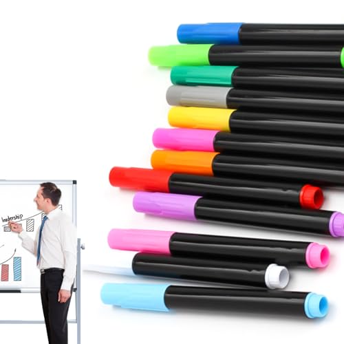 NXPUXP Whiteboard-Marker,12-Farbiges Löschbares Whiteboard-Marker-Set,Wasserlöslich,Fein Und Radierbar,Zum Schreiben auf Whiteboards,Spiegel,Kalender,Schreibtafeln von NXPUXP