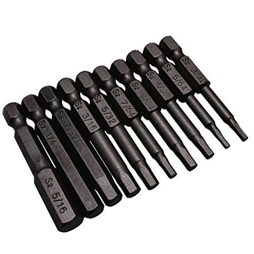 10 x schwarze magnetische Sechskant-Schraubendreher-Bits, Stahl, 1/4-Zoll-Schaft, Schrauben-Werkzeugkasten von NYCEMAKEUP