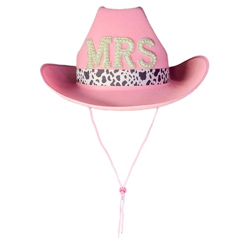 NYCEMAKEUP Blingbling Diamanten-Brauthut, Cowgirl-Hut, Hochzeitshut, mit Perlen für Hochzeit, Verlobung, Junggesellinnenabschied, Brauthüte für Junggesellinnenabschiede von NYCEMAKEUP