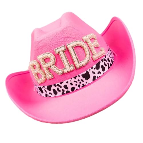 NYCEMAKEUP Blingbling Diamanten-Brauthut, Cowgirl-Hut, Hochzeitshut, mit Perlen für Hochzeit, Verlobung, Junggesellinnenabschied, Brauthüte für Junggesellinnenabschiede von NYCEMAKEUP