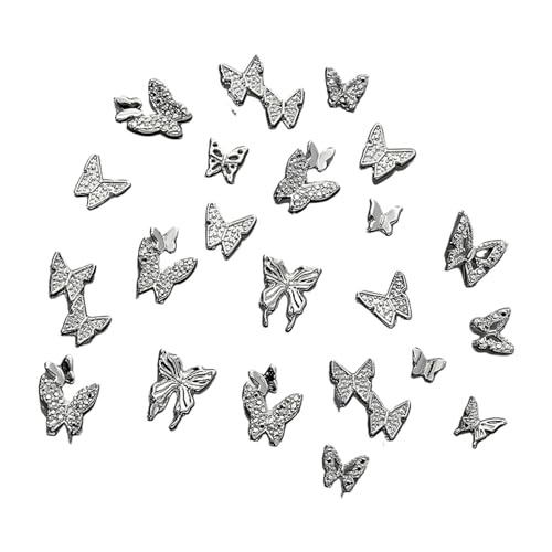 Schmetterlinge aus Metalllegierung, 3D-Legierung, Schmetterling, Diamanten, Schmetterling, Nagelkunst, Strass, Schmetterling, Charm, leicht und einfach zu verwenden, Legierung, 50 Stück von NYCEMAKEUP