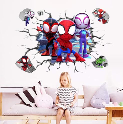 3d Spider Man Kinderzimmer Dekoration Wandtattoo Cartoon Tapete Selbstklebendes Poster Aufkleber 40,60cm von NYCK