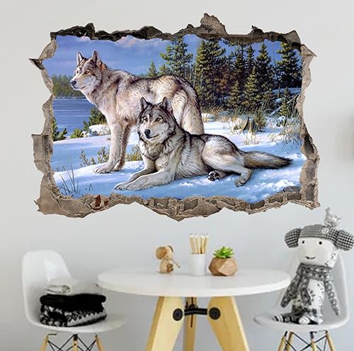 Dreidimensionaler Wolf Selbstklebender Wandtattoo 3d Aufkleber Für Wohnzimmer, Schlafzimmer, Raum Dekoration Wandtattoo 50,70cm von NYCK