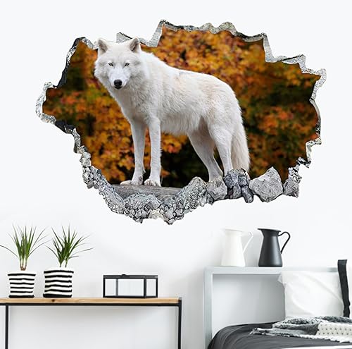 Dreidimensionaler Wolf Selbstklebender Wandtattoo 3d Aufkleber Für Wohnzimmer, Schlafzimmer, Raum Dekoration Wandtattoo 50,70cm von NYCK