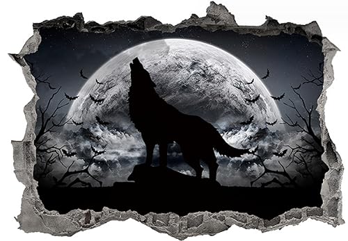 Selbstklebende Wandaufkleber Mit Personalisierter Kreativität, Wilder Wolf Großer Kopf, Dominante Und Coole Wohnzimmer- Und Arbeitszimmer Aufkleber 50,70cm von NYCK