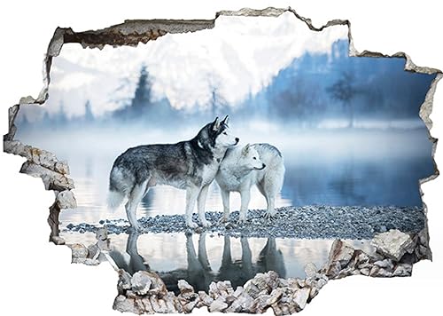 Weißer Wolf Selbstklebender Wandtattoo Aufkleber Für Wand Piercing, Wohnzimmer, Schlafzimmer, Bett, Zimmer Dekoration Wandtattoo, Tv Hintergrund Wand 40,60cm von NYCK