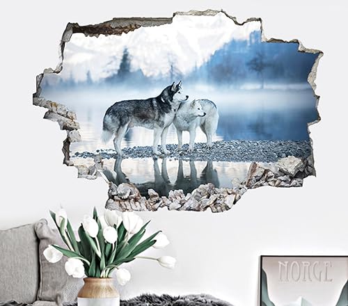 Weißer Wolf Selbstklebender Wandtattoo Aufkleber Für Wand Piercing, Wohnzimmer, Schlafzimmer, Bett, Zimmer Dekoration Wandtattoo, Tv Hintergrund Wand 40,60cm von NYCK