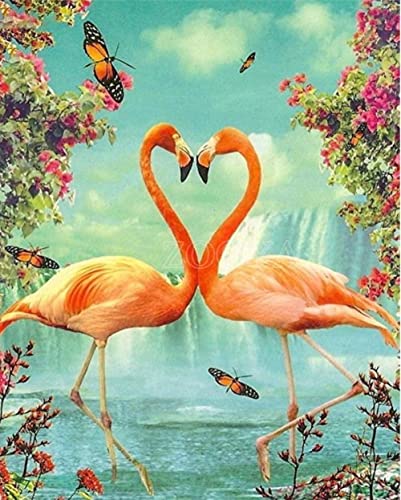 Kreuzstich Stickpackungen Vorgedruckt Set Erwachsene, Flamingo,40×50cm,Stickvorlagen Stickbilder Kreuzstich Stickpackung Sticken Starter Set für Erwachsene Kinder AnfäNger von NYIXIA