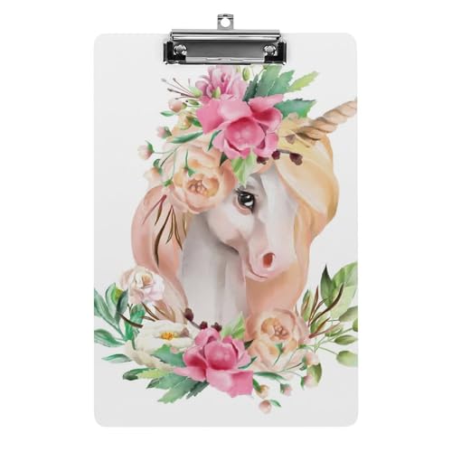 Blume Einhorn Klemmbrett Zum Aufhängen Clipboard Hartplatten Klemme Für Papier Dokumente von NYKVTG