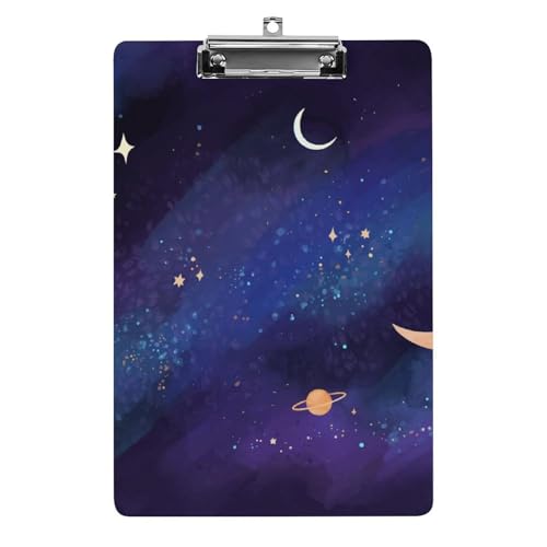 Lila Stern Mond Klemmbrett Zum Aufhängen Clipboard Hartplatten Klemme Für Papier Dokumente von NYKVTG