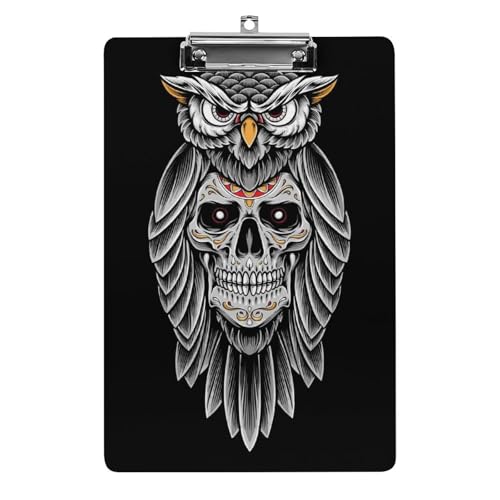 Totenkopf Eule Klemmbrett Zum Aufhängen Clipboard Hartplatten Klemme Für Papier Dokumente von NYKVTG