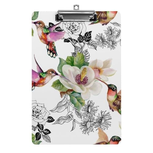 Vogel Blumen Klemmbrett Zum Aufhängen Clipboard Hartplatten Klemme Für Papier Dokumente von NYKVTG