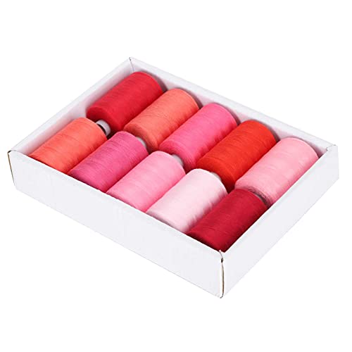 10 Rollen rotes Nähgarn-Set, warme Farbe, Handarbeitszubehör, 1000 Yards pro Spule, Haushalt von NYSUZHOUJI