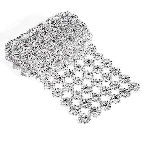 Diamond Mesh Ribbon funkelnde elegante Blume Hochzeit Weihnachtsfeier 1 Yard Silber von NYSUZHOUJI