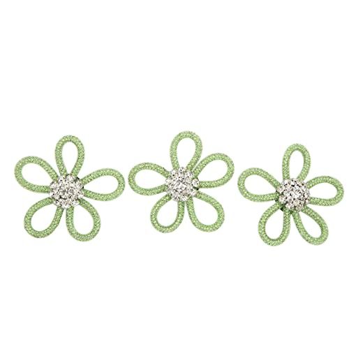 Schuhbrosche, Bekleidungszubehör, Dekoration, bunte Blumen-Schuhnadel, süßer Schmuck für Hochzeitsfeiern und besondere Anlässe, 3 Stück (Grüner netzgrüner Diamant + weiße Diamantschnalle) von NYSUZHOUJI