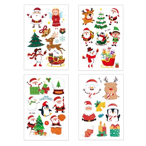 NZDFH 4 Stück Kerzentattoos Weihnachten, Rub on Sticker, Kerzendekoration Ultraleichter Wasseraufkleber Sticker Personalisiert Weihnachten Deko Personalisierte Geschenke Tischdeko Weihnachten von NZDFH