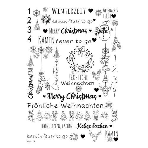 NZDFH Kerzentattoos Weihnachten, Rub on Sticker, Kerzendekoration Ultraleichter Wasseraufkleber Sticker Personalisiert Weihnachten Deko Schriftzug Aufkleber, Weihnachtsbaum und Schneemann von NZDFH