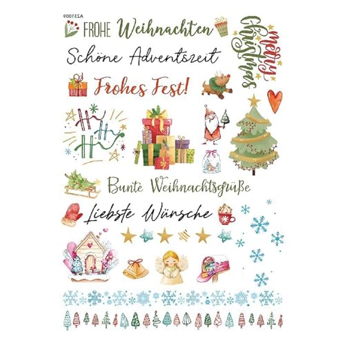 NZDFH Kerzentattoos Weihnachten, Rub on Sticker, Kerzendekoration Ultraleichter Wasseraufkleber Sticker Personalisiert Weihnachten Deko Schriftzug Aufkleber, Weihnachtsbaum und Schneemann von NZDFH