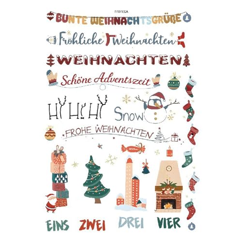 NZDFH Kerzentattoos Weihnachten, Rub on Sticker, Kerzendekoration Ultraleichter Wasseraufkleber Sticker Personalisiert Weihnachten Deko Schriftzug Aufkleber, Weihnachtsbaum und Schneemann von NZDFH