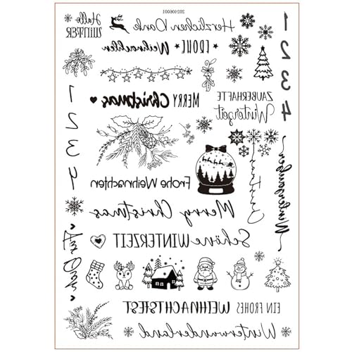 NZDFH Kerzentattoos Weihnachten, Rub on Sticker, Kerzendekoration Ultraleichter Wasseraufkleber Sticker Personalisiert Weihnachten Deko Schriftzug Aufkleber, Weihnachtsbaum und Schneemann von NZDFH