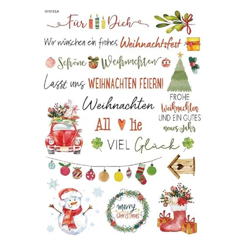 NZDFH Kerzentattoos Weihnachten, Rub on Sticker, Kerzendekoration Ultraleichter Wasseraufkleber Sticker Personalisiert Weihnachten Deko Schriftzug Aufkleber, Weihnachtsbaum und Schneemann von NZDFH