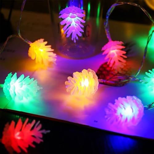 NZDFH Lichterkette Weihnachten Wasserdicht Lichterkette Innen Batterie Lichterkette Außen 5M 20er Tannenzapfen LED Lichterkette (Blinkt Bunt) für Valentinstag Weihnachten Holiday Party von NZDFH