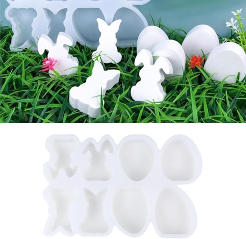 NZDFH Silikonformen Gießformen Ostern, Hasen Silikonform Ostern, Kerzenformen zum Gießen, Silikonform Anhänger Silikonform Frühling für DIY Osterdeko Handwerk von NZDFH