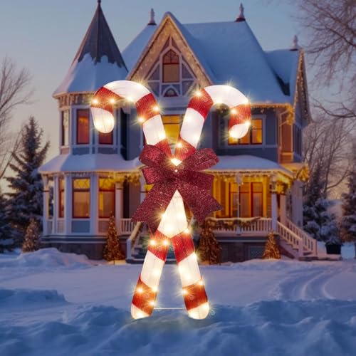 NZDFH Weihnachtsdeko Outdoor 50cm Beleuchtete Zuckerstangen-Weihnachtsdekoratione Weihnachten Deko Lichterkette Aussen Weihnachtsbeleuchtung Außen LED Weihnachtsdeko Garten von NZDFH