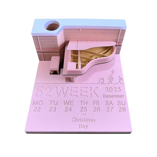 3D-Notizblock, 3D-Notizblock, Kalender 2025, Klaviermodell, abreißbarer Kalender, 3D-Kunstblöcke, antihaftbeschichtete Haftnotizen, kreativer DIY-Schreibtischkalender, Notizblock, 3D-Kalender für von NZYPITOW