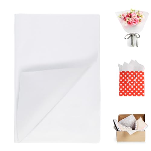 NZZVNZ 120 Blatt Seidenpapier Weiß, Transparentpapier, Seidenpapier 50x70cm, Verpackungsmaterial, Bastelpapier, Geschenkpapier für Hochzeit Geburtstag Weihnachten Umzug Kartonfüller von NZZVNZ