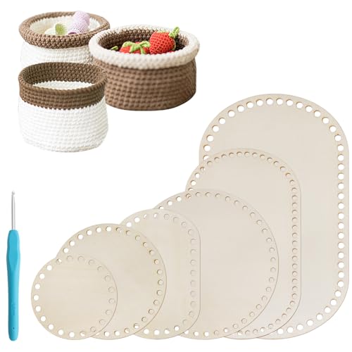 NZZVNZ 6 Stück Korbboden zum Häkeln, Holzboden für DIY Korbflechten, Gehäkelter Korbboden Holz, Hohler Häkelkorb NZZVNZ 6 Stück Korbboden zum Häkeln, Holzboden für DIY Korbflechten, Gehäkelter Korbboden Holz, Hohler Häkelkorb von NZZVNZ