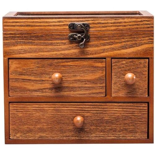 NZpost Produkte Handgefertigte Schmuckschatulle aus Holz Organizer Holzschrank Aufbewahrungstruhe - Dunkelbraun Schmuck Organizer Box Schmuckschatulle Holzschmuckschatulle von NZpost