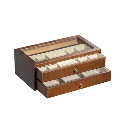 NZpost Schmuck-Organizer-Box für Frauen, hölzerne Schmuckschatulle, Aufbewahrungsbox für Halsketten, Armbänder, Ohrringe, Ringe, Uhren von NZpost