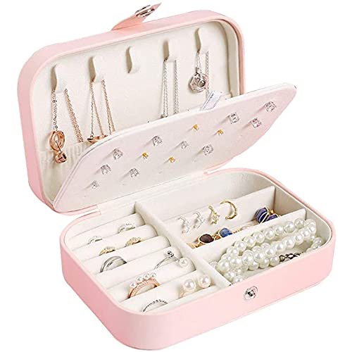 NZpost Schmuckschatulle, eleganter kompakter Schmuck-Organizer aus PU-Leder für Damen für Ringe, Ohrringe und Halsketten, 2 Farben von NZpost