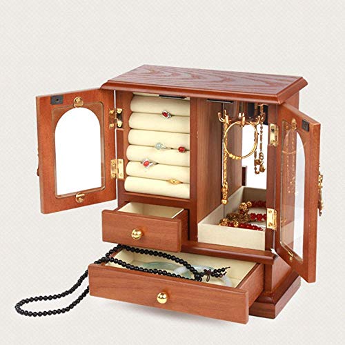 NZpost Vitrine Aufbewahrungsartikel Braun Retro Holz Schmuckschatulle Ohrringe Halskette Aufbewahrung Kosmetiketui Mama Oma Frau Zwei Doppel von NZpost