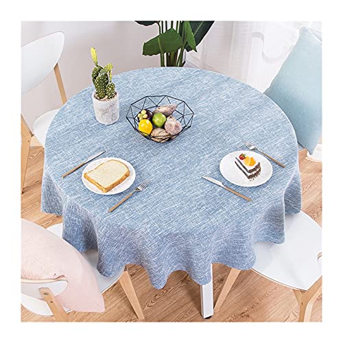 Tischdecke, Reine Farbe, himmelblau, Baumwolle und Leinen, runde Tischdecke für Tee, Couchtisch, Hochzeit, Party, Dekoration, Tischdecke (rund, 160 x 160 cm) von NZpost