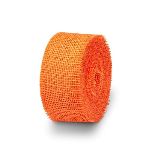 NaDeco Dekoband Jute 25 Meter, Breite 60mm, 15 Farben zur Auswahl1 | Jute Band | Juteschnur | Jute Wickelband | Flaschen Band | Hochzeitsdekoration | Tischdekoration, Farbe:Orange von NaDeco