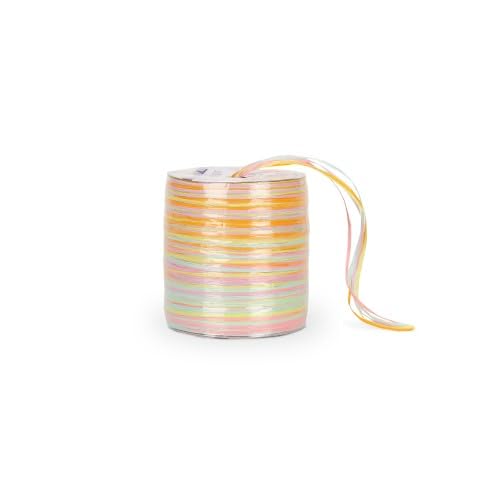 NaDeco Geschenkband Multicolour, 50m Rolle, Farben wählbar Viskoseband Bastband Raffia Raffiaband Präsent Band Raffia Bast Dekoband Bastelschnur Tüddelband, Farbe:Pastell von NaDeco