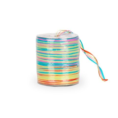 NaDeco Geschenkband Multicolour, 50m Rolle, Farben wählbar Viskoseband Bastband Raffia Raffiaband Präsent Band Raffia Bast Dekoband Bastelschnur Tüddelband, Farbe:blau/rot/gelb von NaDeco