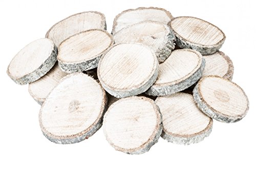 NaDeco Holzscheiben rund, gefärbt in Weiß, verpackt im Netz mit 1 kg, Größe ca. 6-8cm | weiße Baumscheiben | Holz Scheiben in weiß | Astscheibe | Baumscheibe von NaDeco