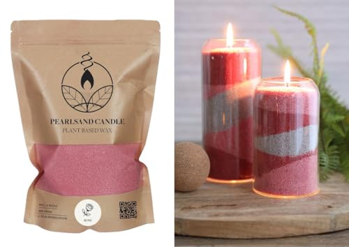 NaDeco Kerzensand mit Duft und Docht, 400g, in 7 Farben & Düfte, 400g, DIY Set | Duft-Wachsgranulat | Pflanzliches Kerzenwachs | Wiederverwendbar | Duftkerzen selber Machen, Farbe:Rose von NaDeco