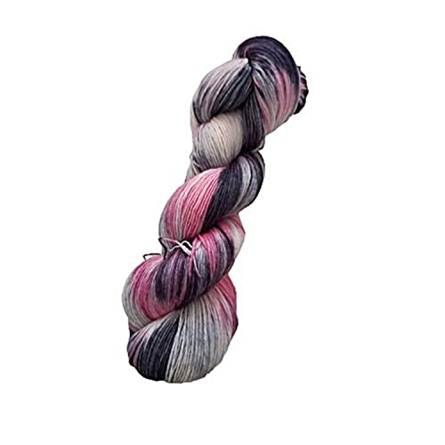 Sockenwolle Superfine handgefärbt -BlackPinky - 75% Schurwolle / 25% Polyamid - Australische Schurwolle 22 Mikron 100 g ca 400 m von NaRoKnit