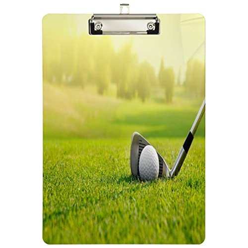 Naanle Acryl-Klemmbrett für Golfplatz, mit flachem Profil-Clip, A4-Standardgröße, 22,9 x 31,8 cm, Holz-Klemmbrett für Studenten, Büro, Lehrer, Schule, Krankenschwestern von Naanle