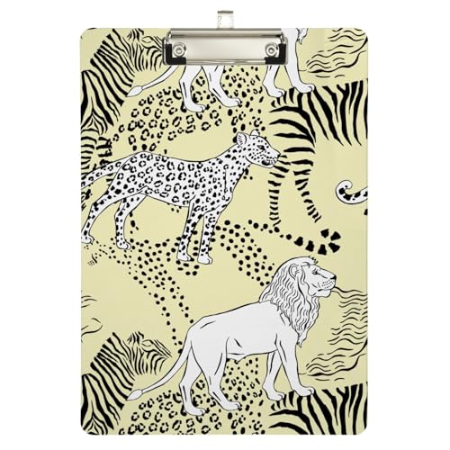 Naanle Klemmbrett für Klassenzimmer Büro Gepard Leopard Zebra Kunststoff Klemmbrett Standard Briefgröße A4 Klemmbrett mit niedrigem Profil Metallclip dekorative Klemmbretter für Lehrer von Naanle